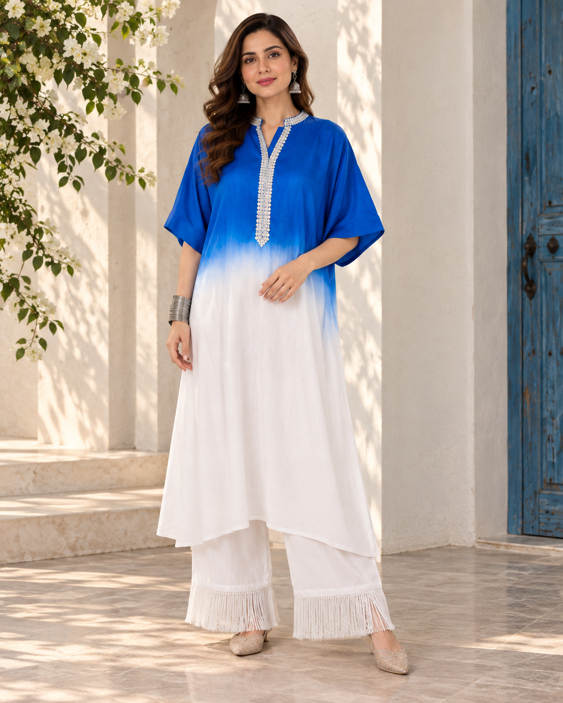 Blue White Ombre Co-ord Set