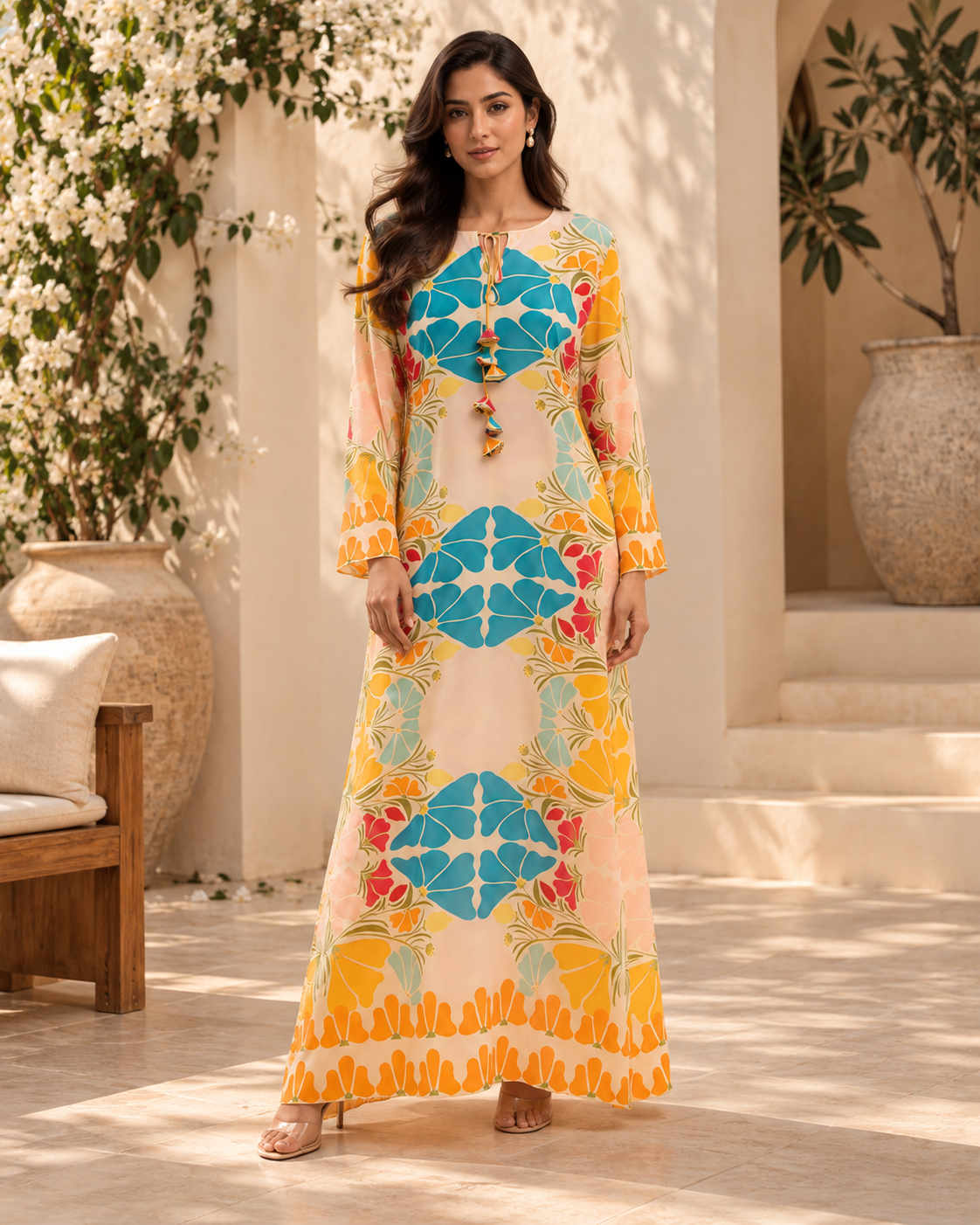 Multicolor Floral Print Kaftan