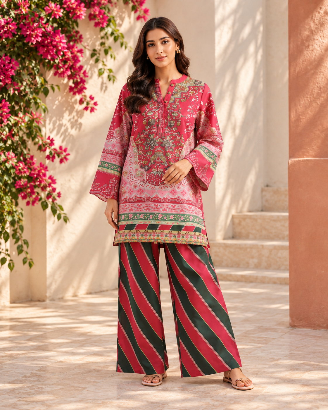 Pink Ethnic Print Co-ord Set