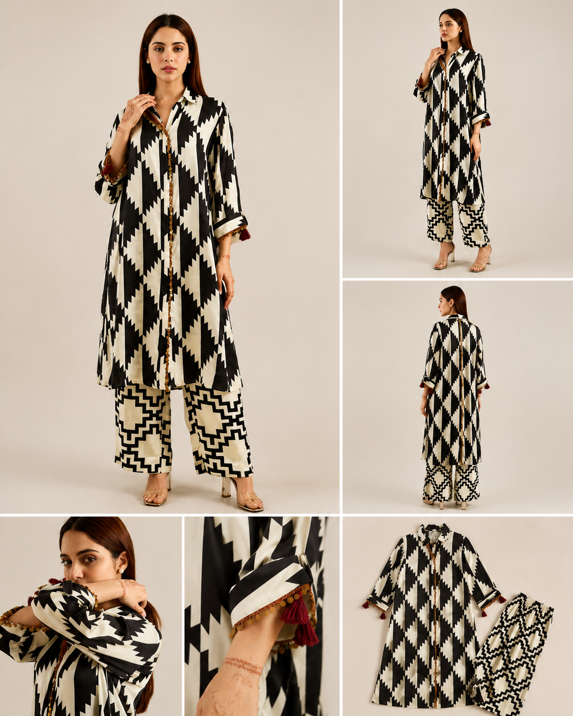 Black and White Geometric Print Co-ord Set