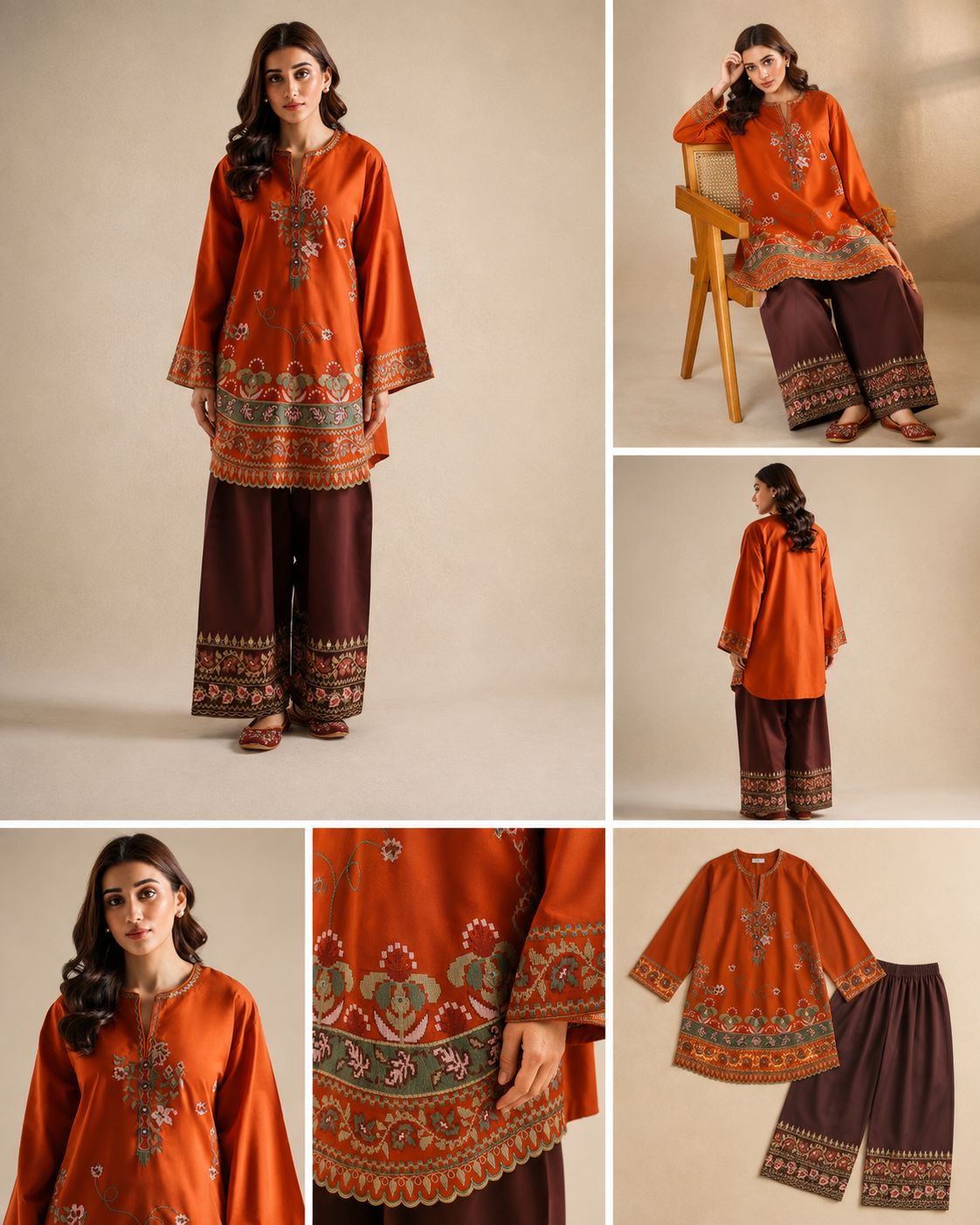 Rust Brown Ethnic Print Co-ord Set