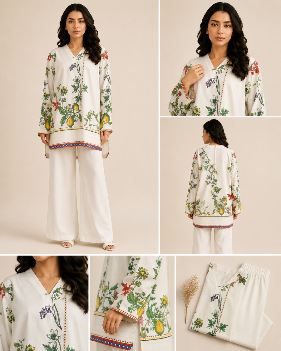 White Floral Print Co-ord Set