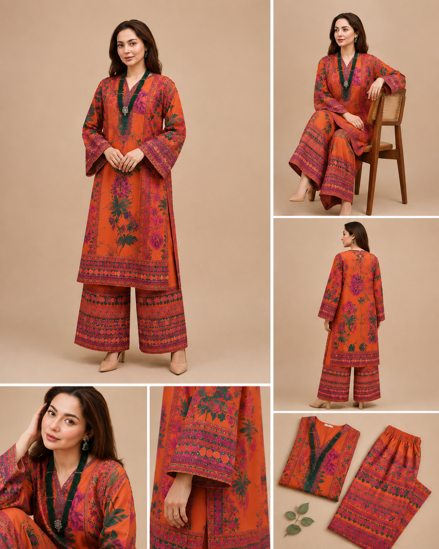 Orange Floral Print Co-ord Set