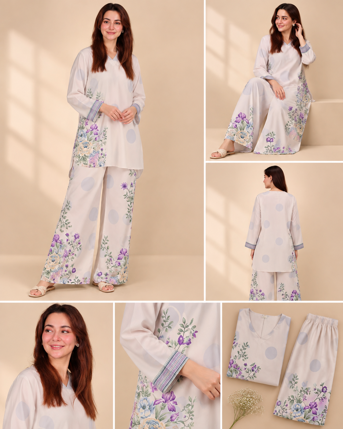 Ivory Floral Polka Print Co-ord Set