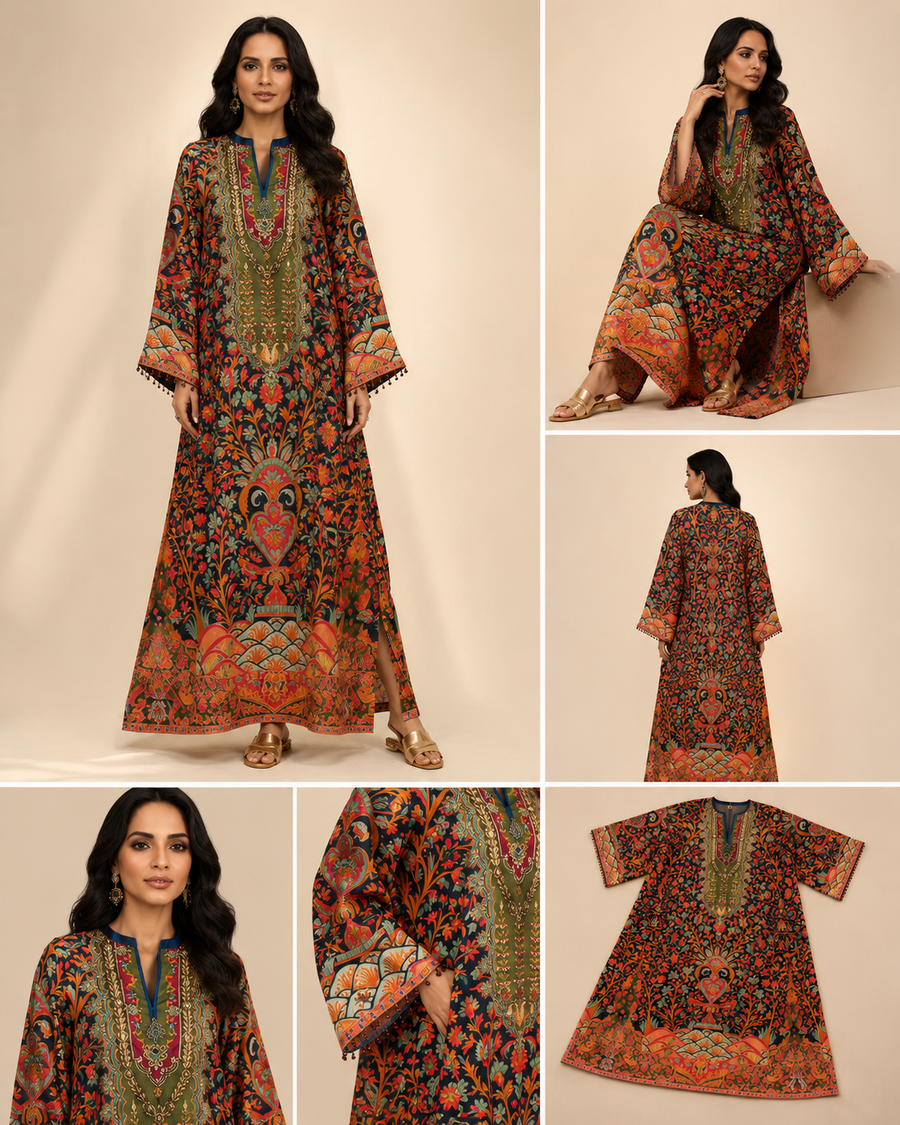 Multicolor Ethnic Print Kaftan