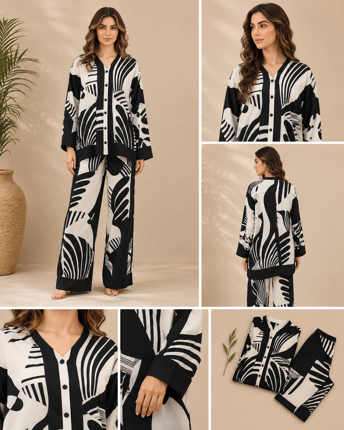 Black and White Abstract Print Co-ord Set
