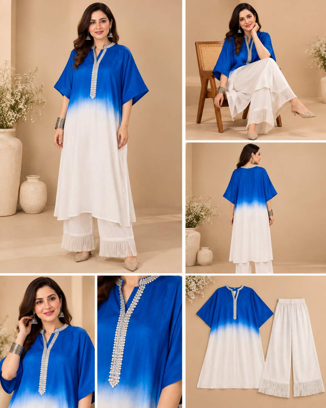 Blue White Ombre Co-ord Set