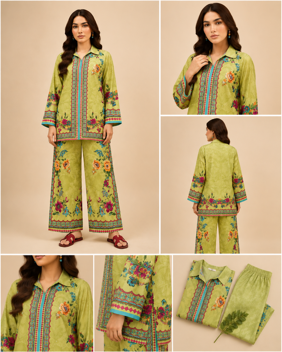 Green Floral Border Co-ord Set