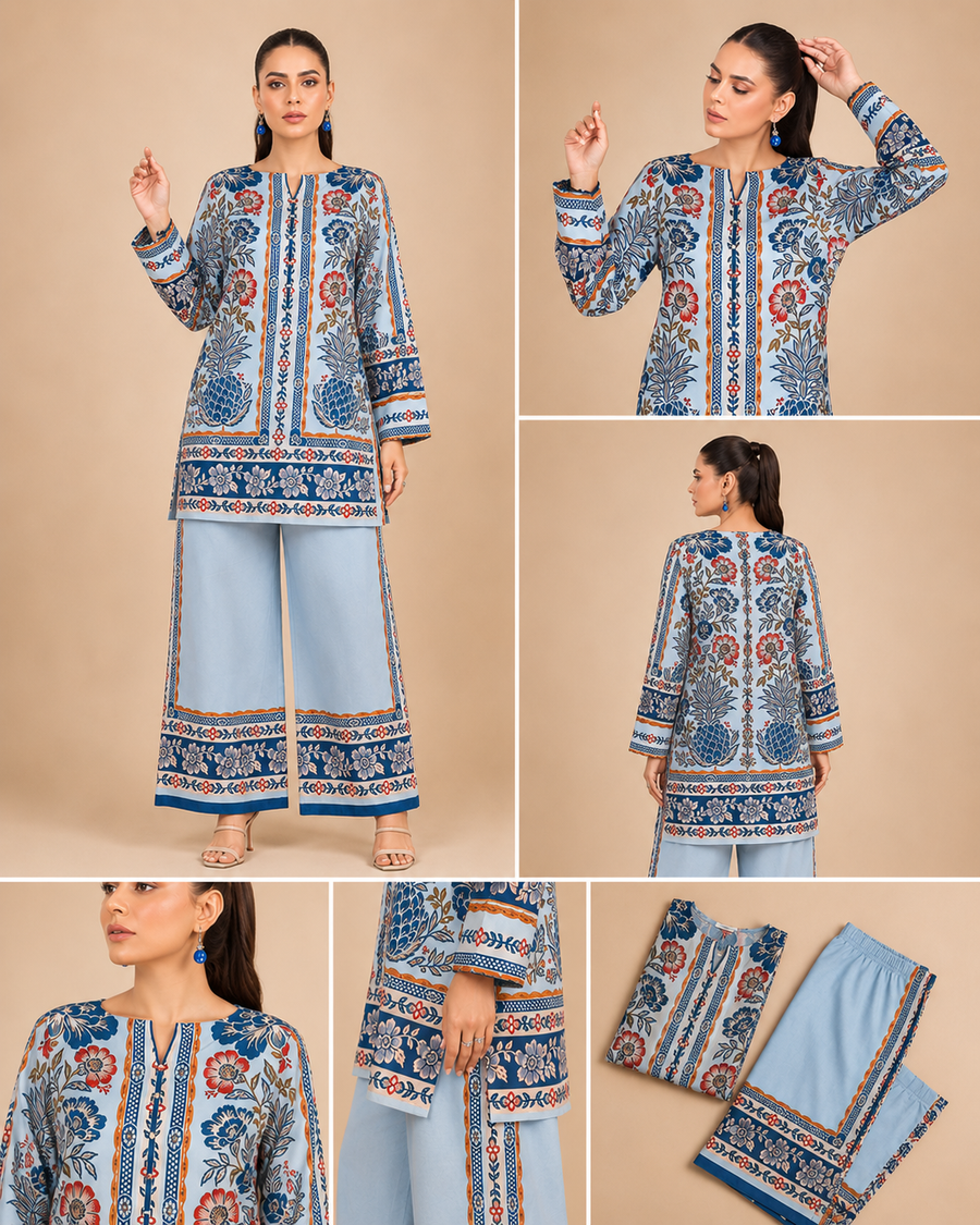 Blue Floral Print Co-ord Set