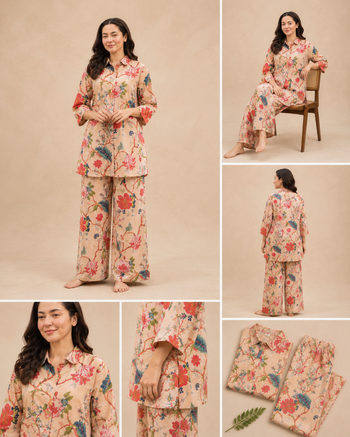 Peach Floral Print Co-ord Set