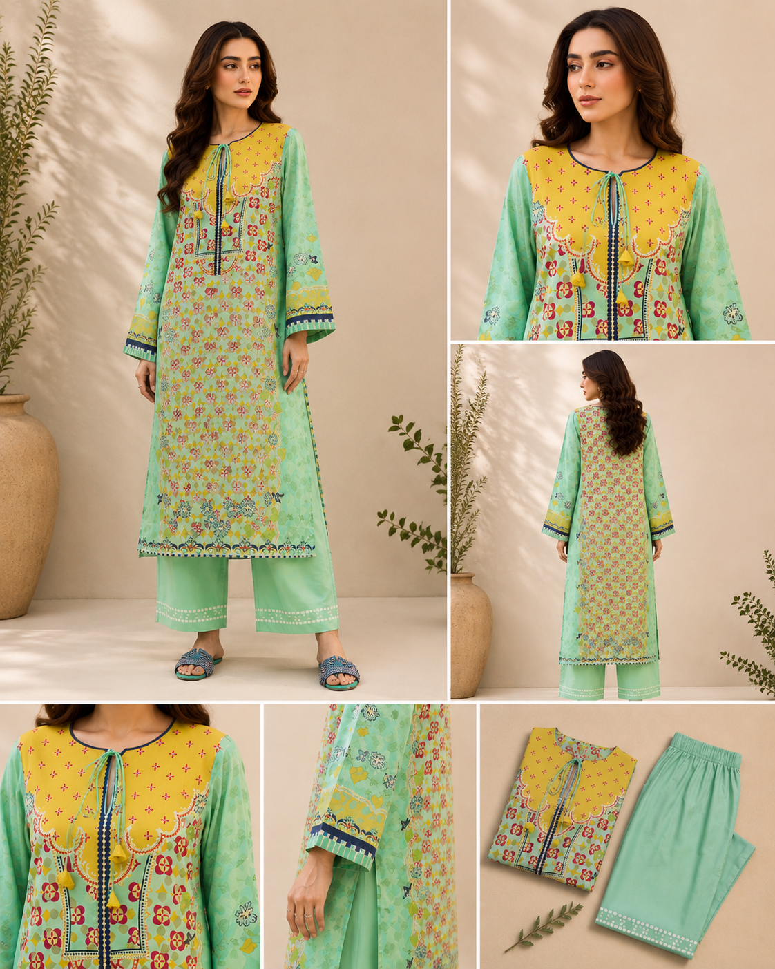 Green Yellow Floral Print Co-ord Set